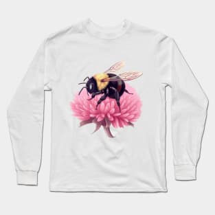 Bumblebee on Pink Flower Long Sleeve T-Shirt